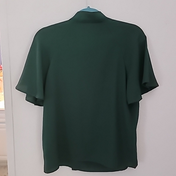 Shein Green Dress Top pleated collar& tie size Medium - Picture 5 of 5